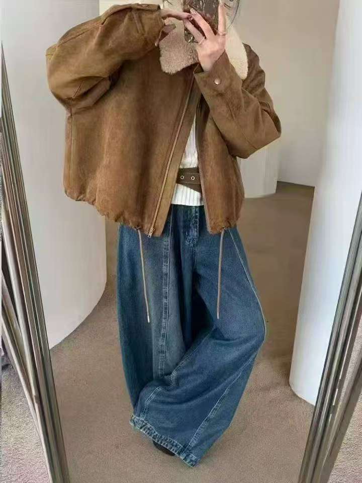 Outdoor Adventure Farm - Lamb Wool Jacket Oversize Woman Western